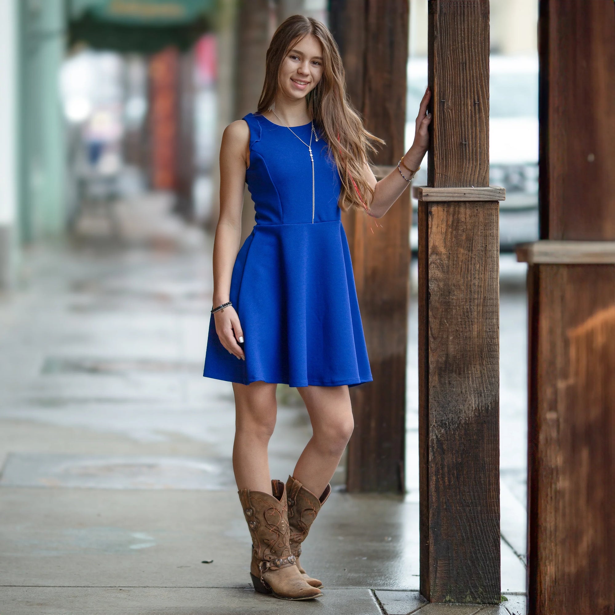 Ava & Yelly Tween Ruffle Skater Dress Royal Blue