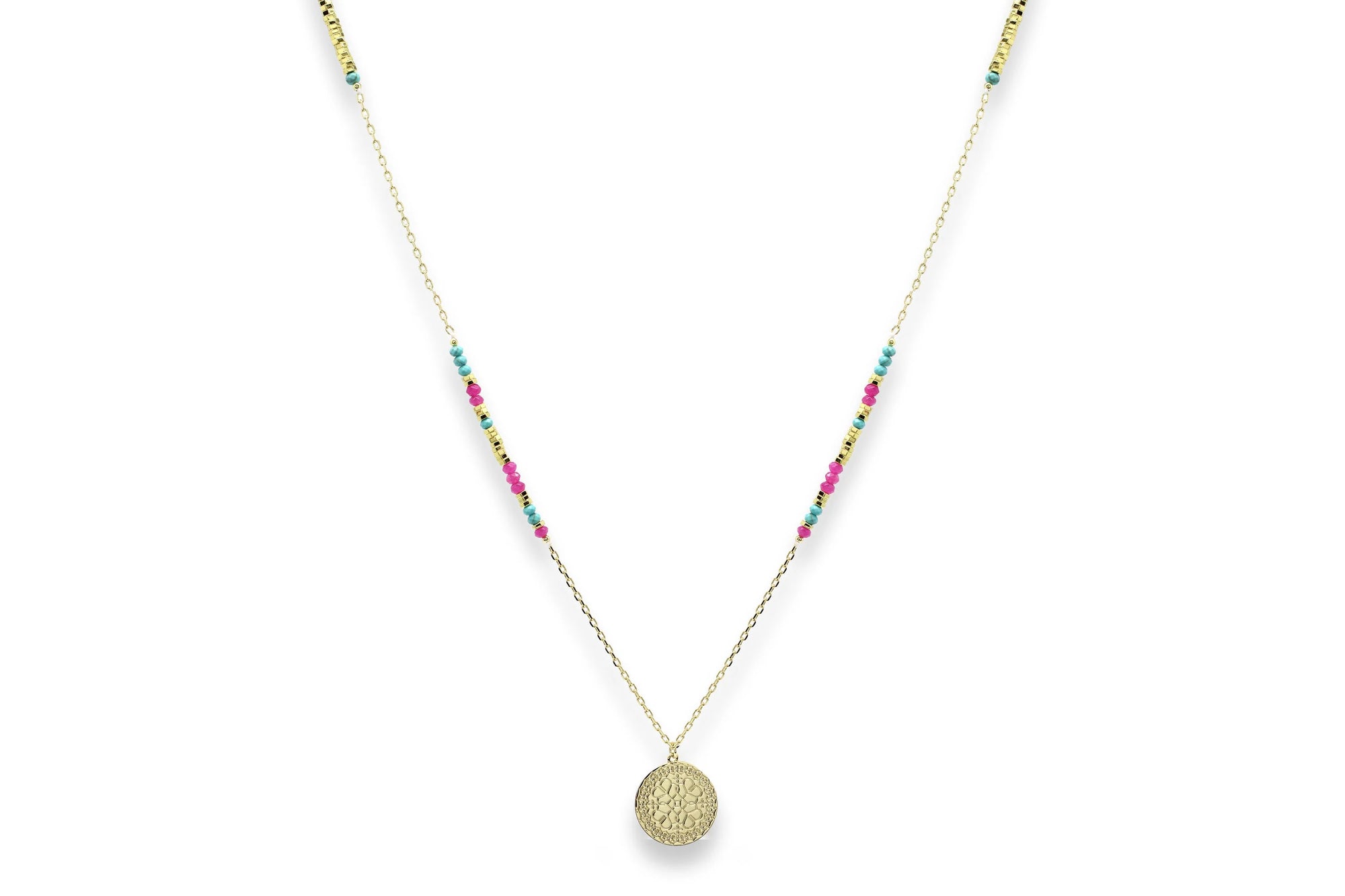 Boho Betty Nemty Turquoise Pink Necklace