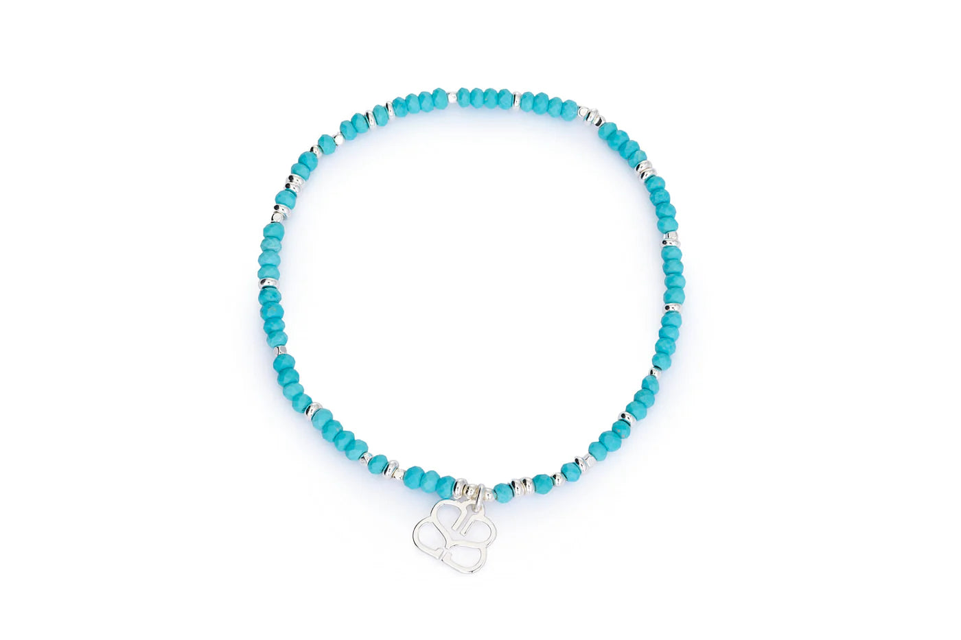 Boho Betty Dash Silver Turquoise Howlite Stretch Bead Bracelet