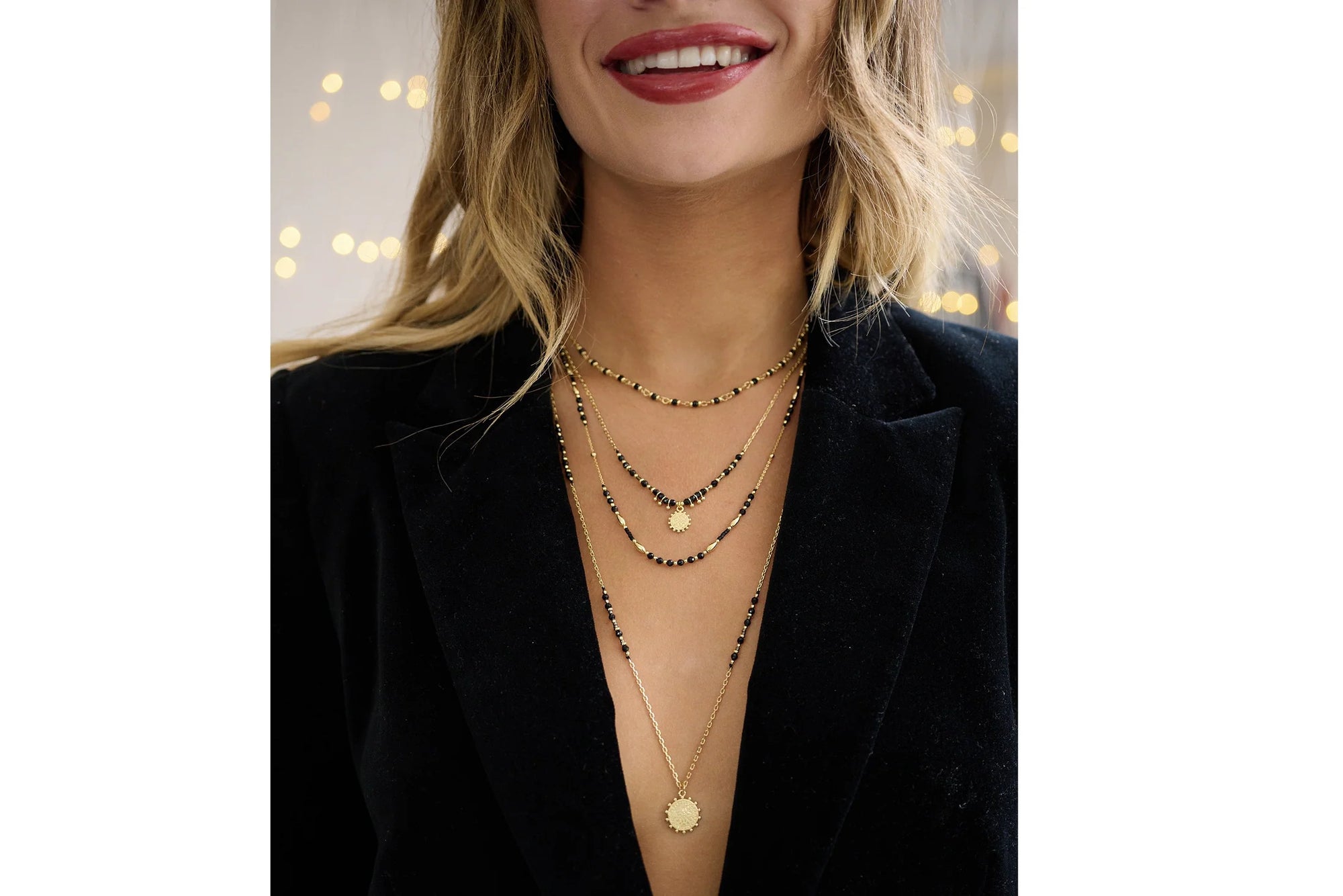 Boho Betty Panacea Black Spinel Gold Gemstone Necklace