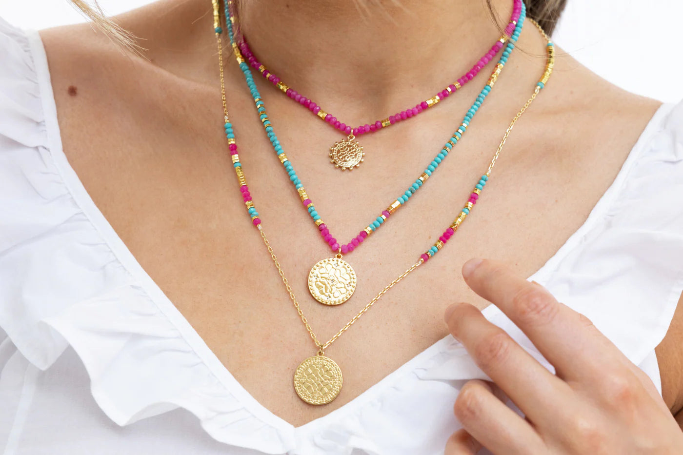 Boho Betty Nemty Turquoise Pink Necklace