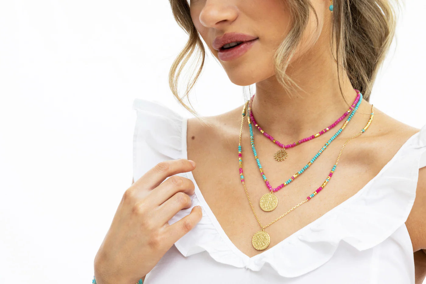 Boho Betty Odin Turquoise Pink Necklace