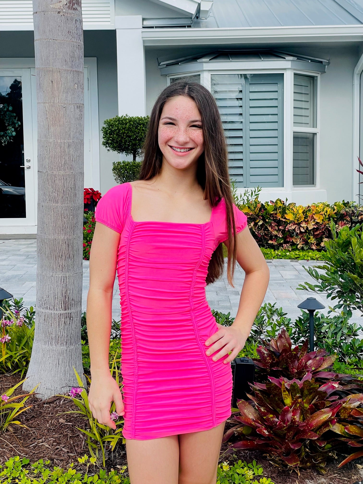 Cheryl Creations Tween Amelia Dress In Hot Pink