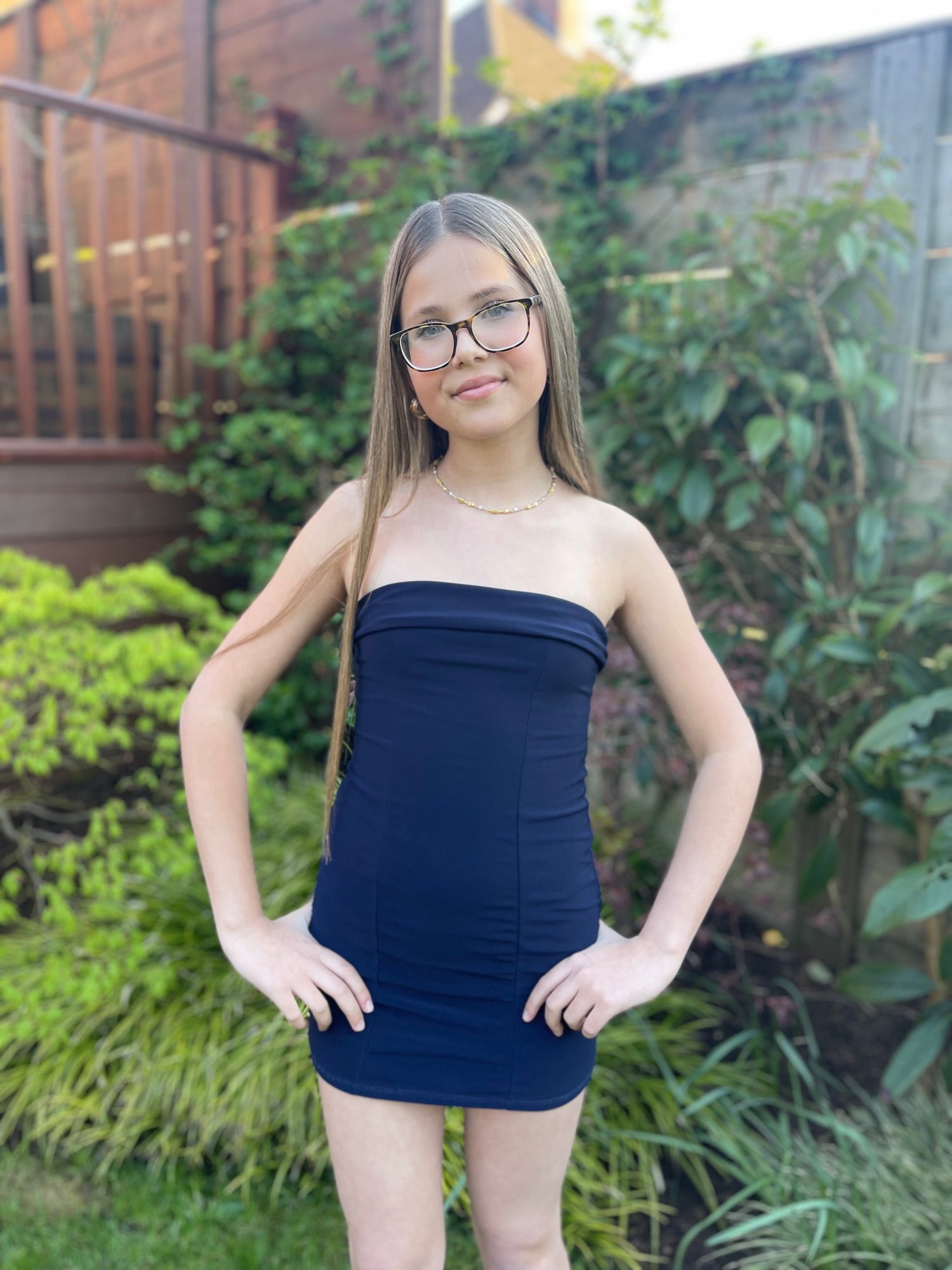 Cheryl Creations Tween (Child) Strapless Dress In Navy