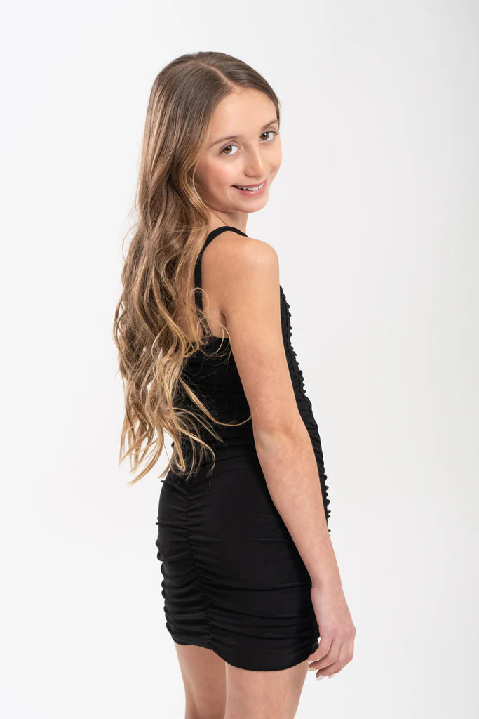 Cheryl Creations Tween Amelia Mesh Tank Dress in Black