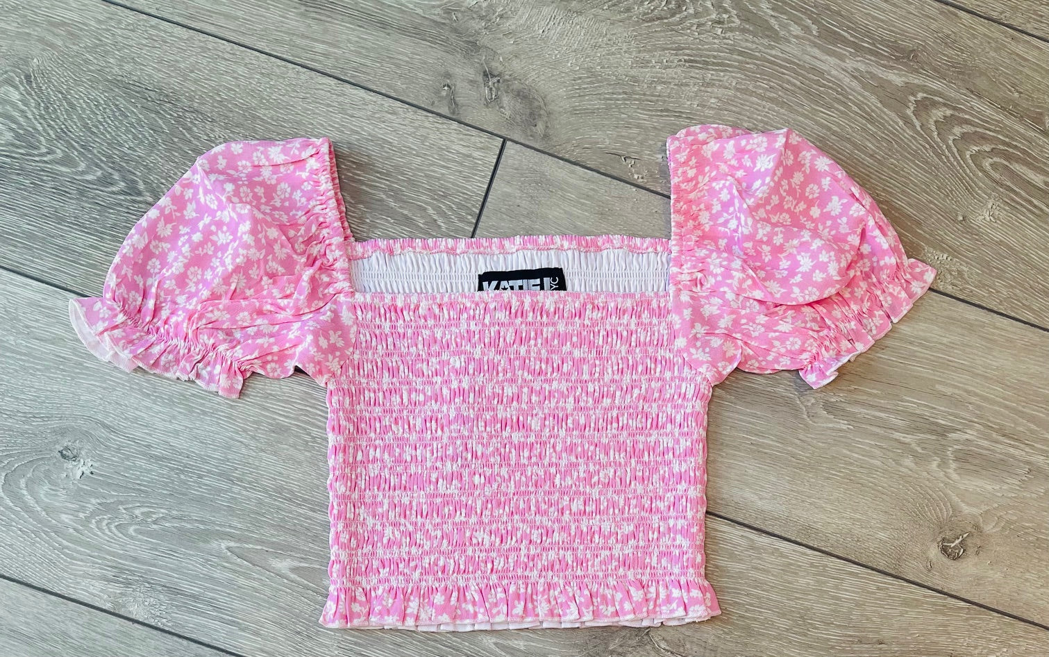 KatieJ NYC Tween Marlee Print Top In Ditsy Pink