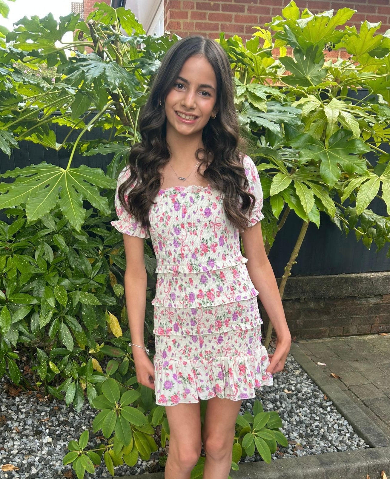 KatieJ NYC Tween Laila Dress in White Winter Bow