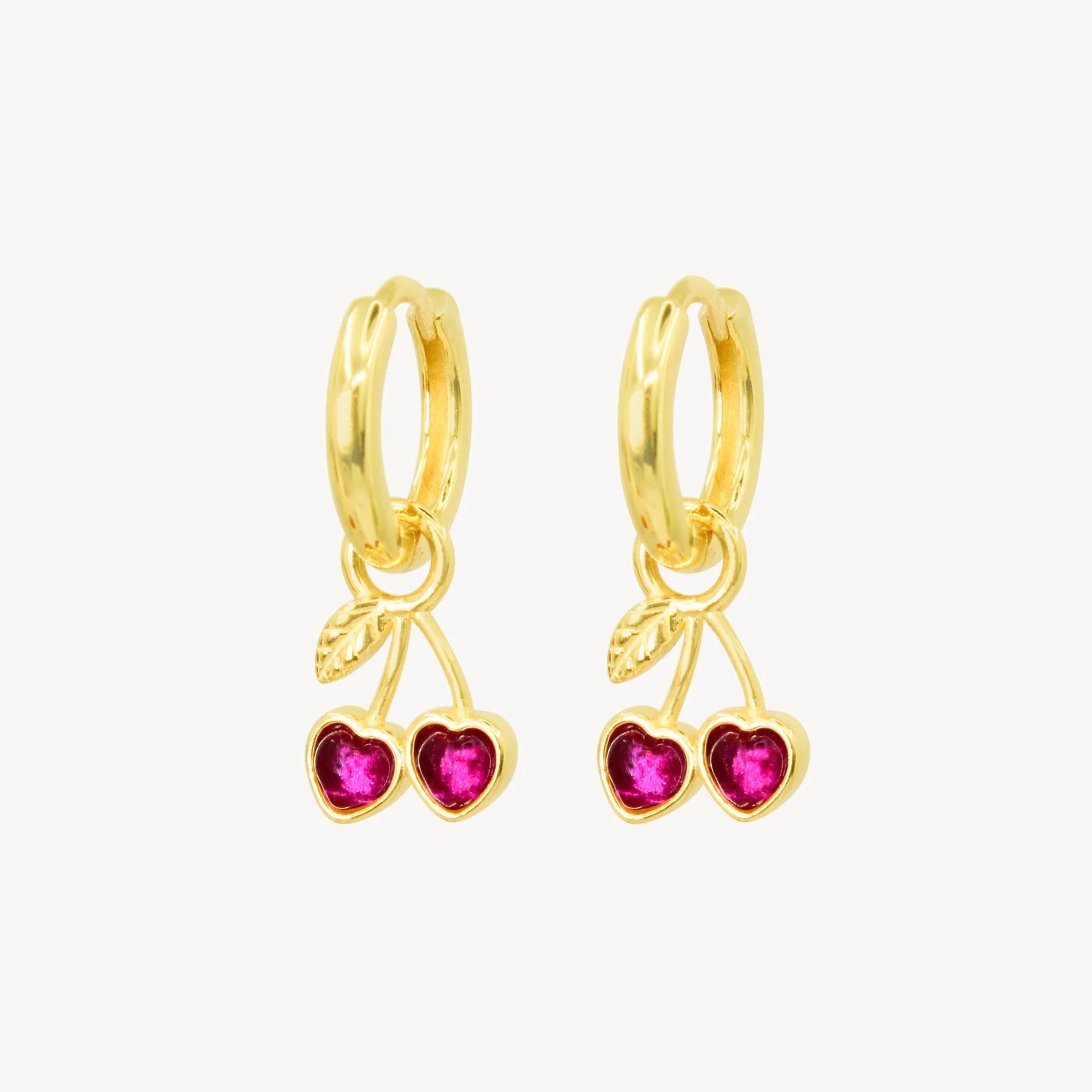 Lucky Eleven Sweet Cherry Hoop Earrings In Gold
