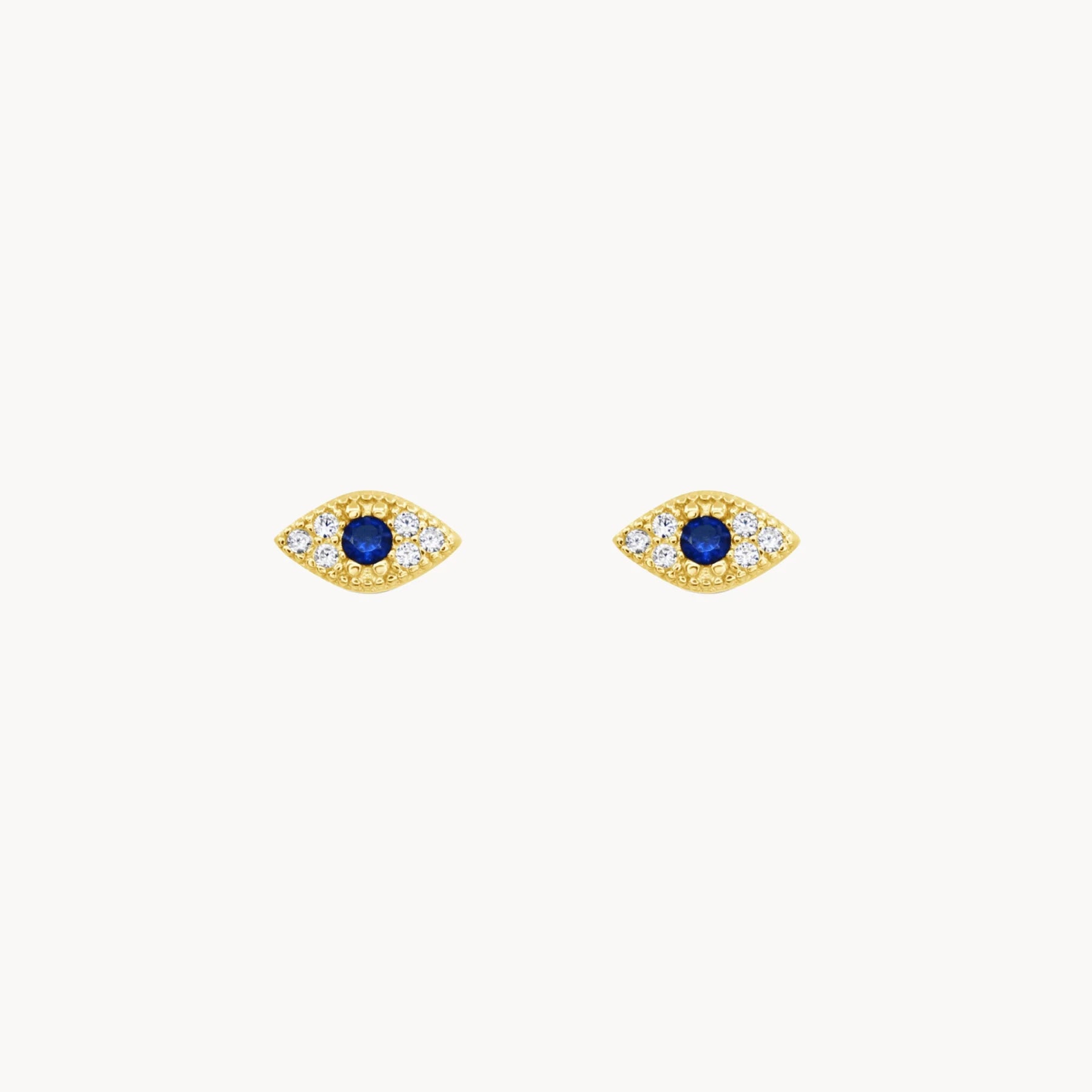Lucky Eleven Evil Eye Stud Earrings In Gold
