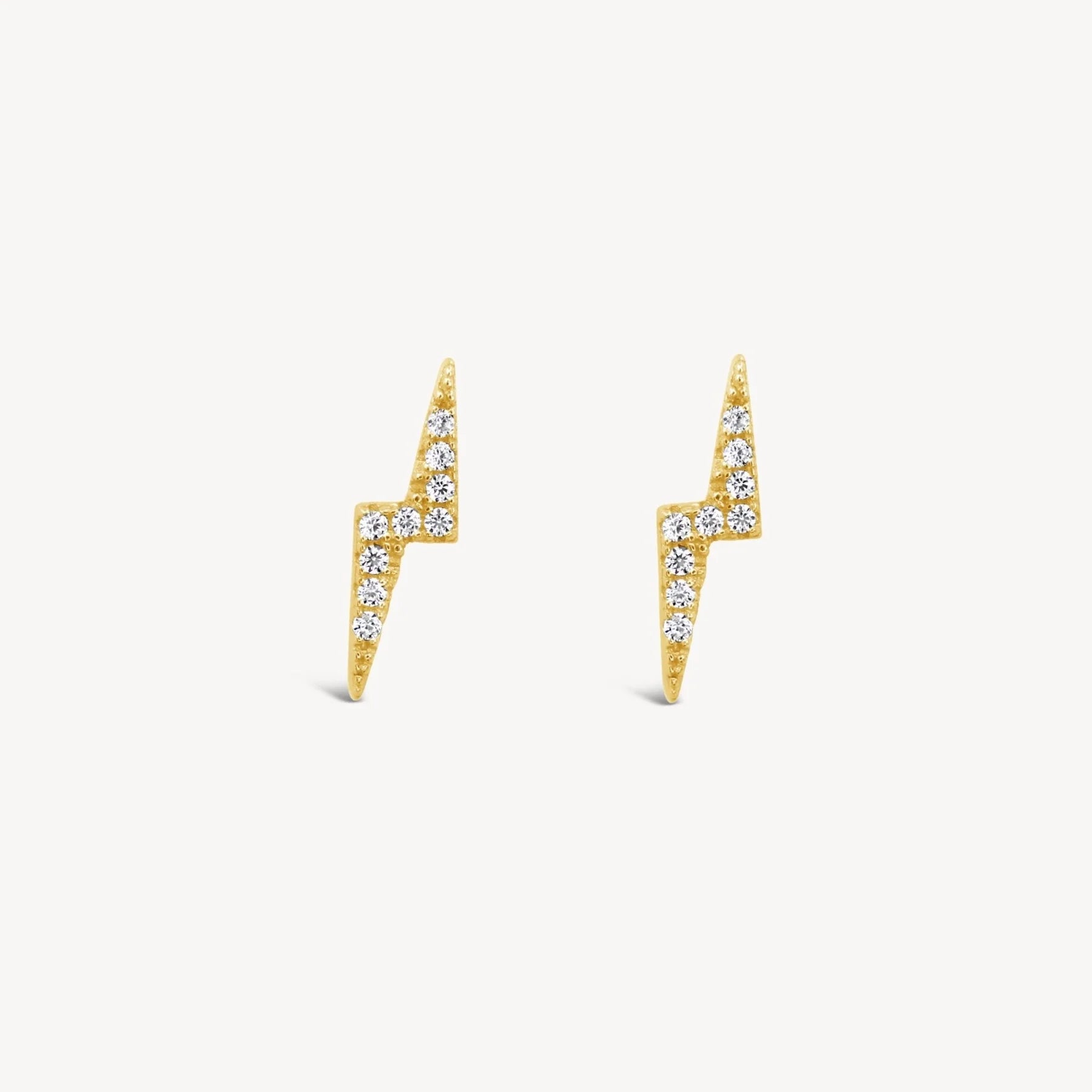 Lucky Eleven Pave Lightening Stud Earrings In Gold