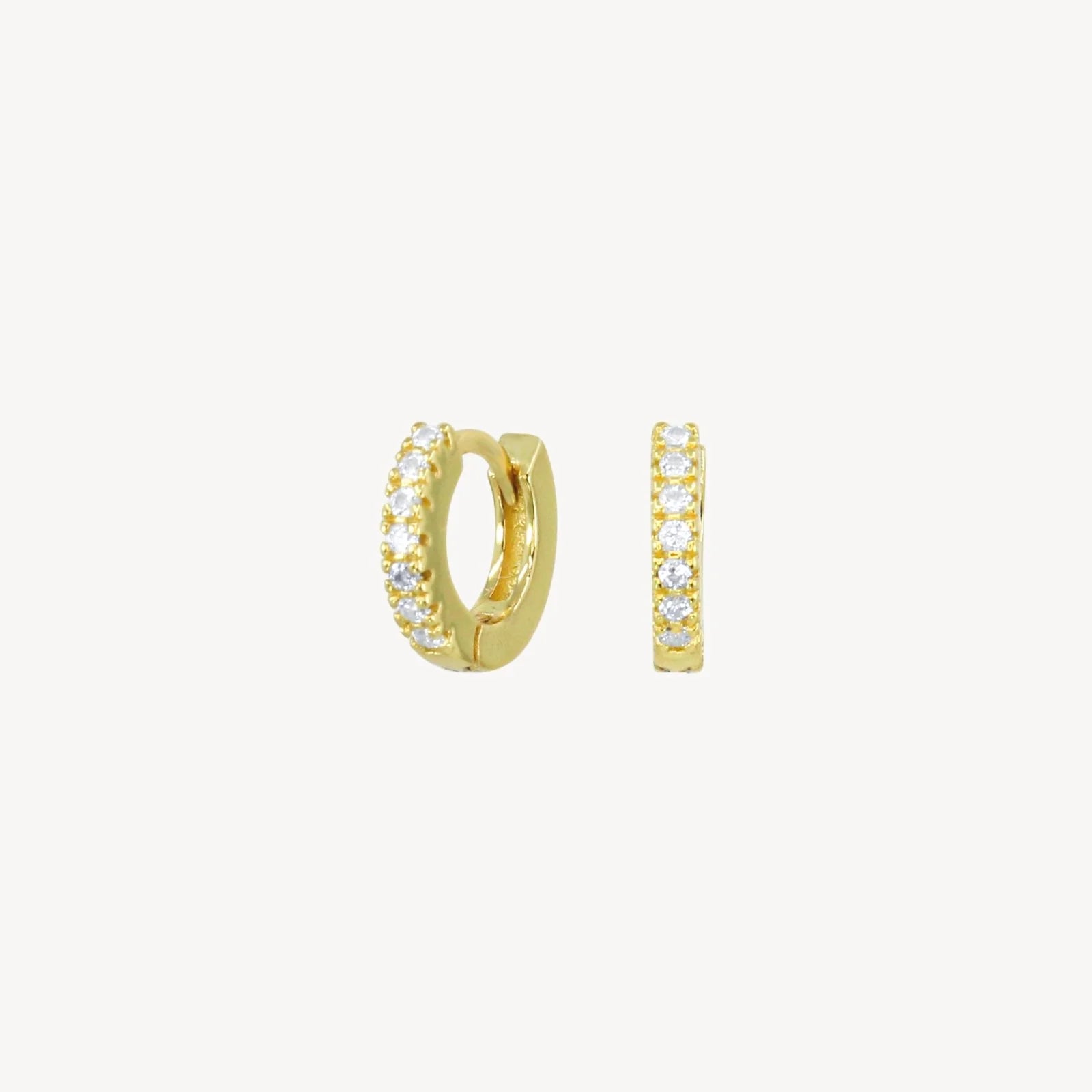 Lucky Eleven Micro Pave Huggies In Gold/Clear