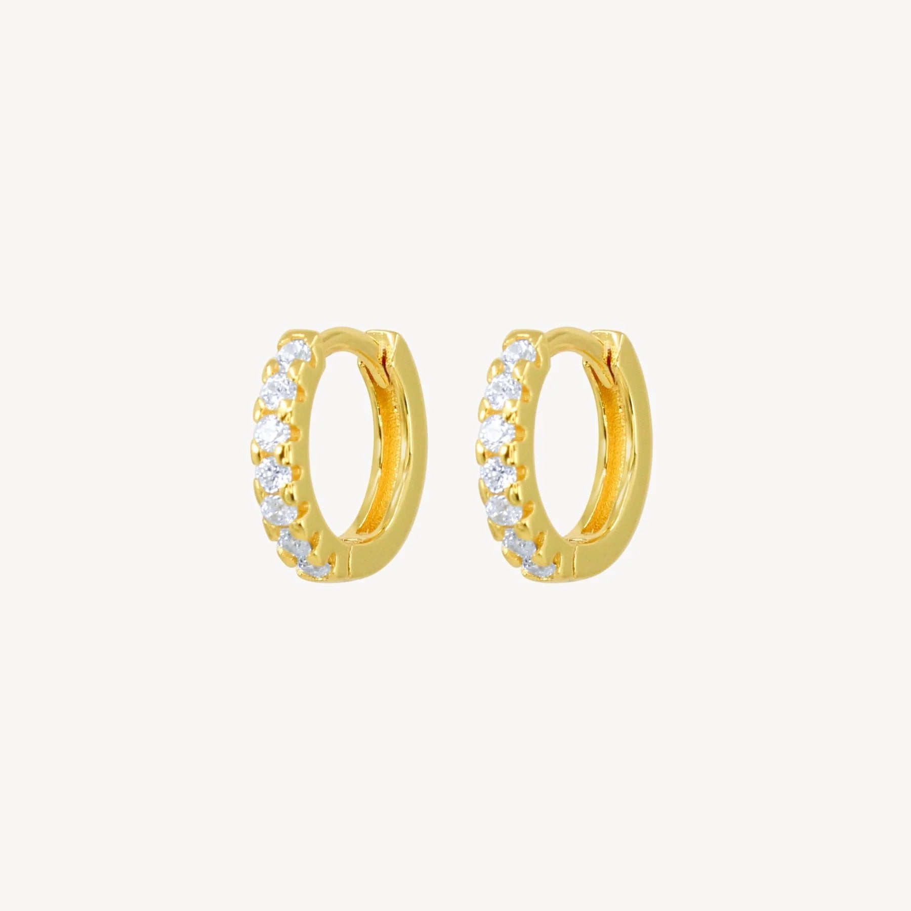Lucky Eleven Mini Pave Huggies In Gold/Clear