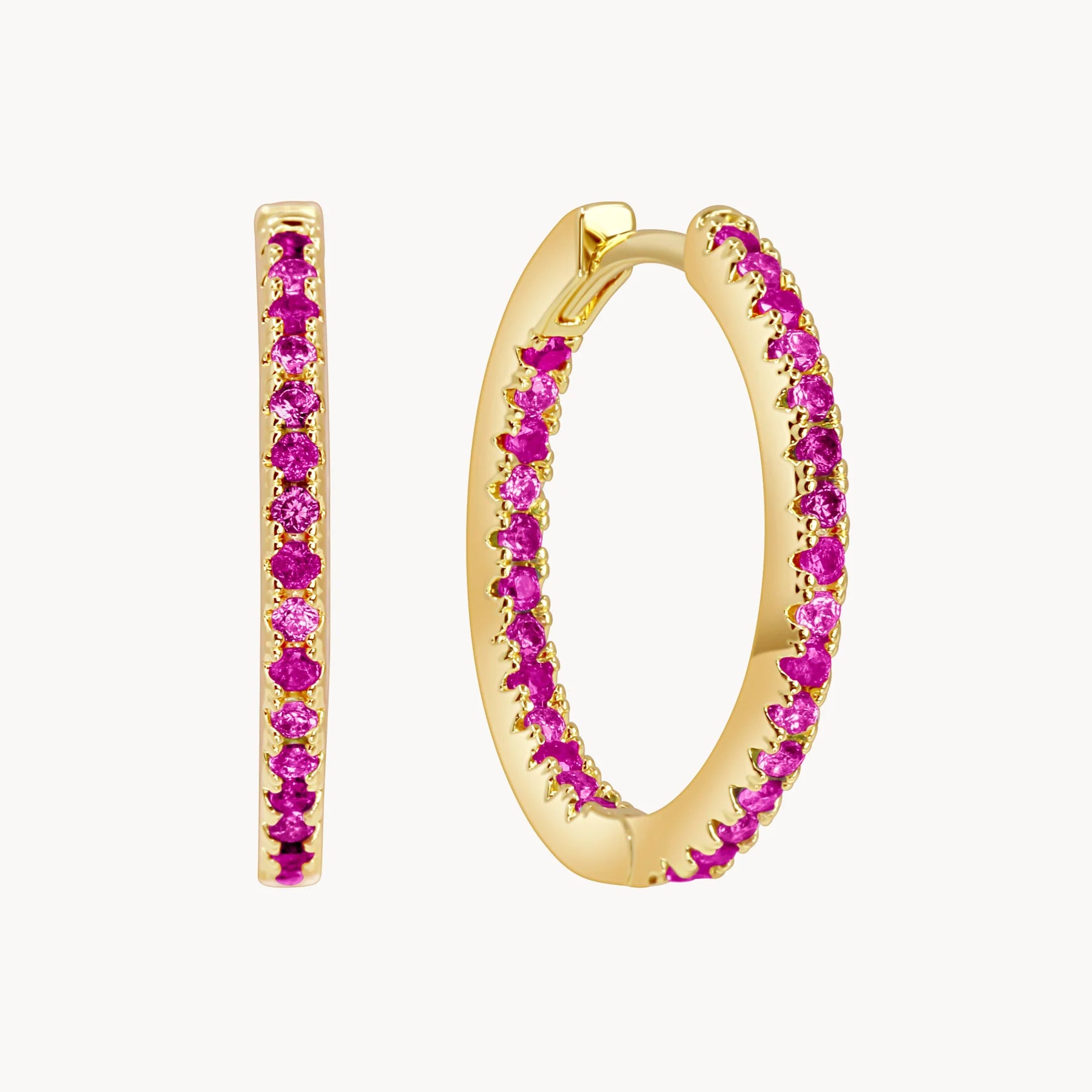 Lucky Eleven Pink Sophia Hoops In Gold