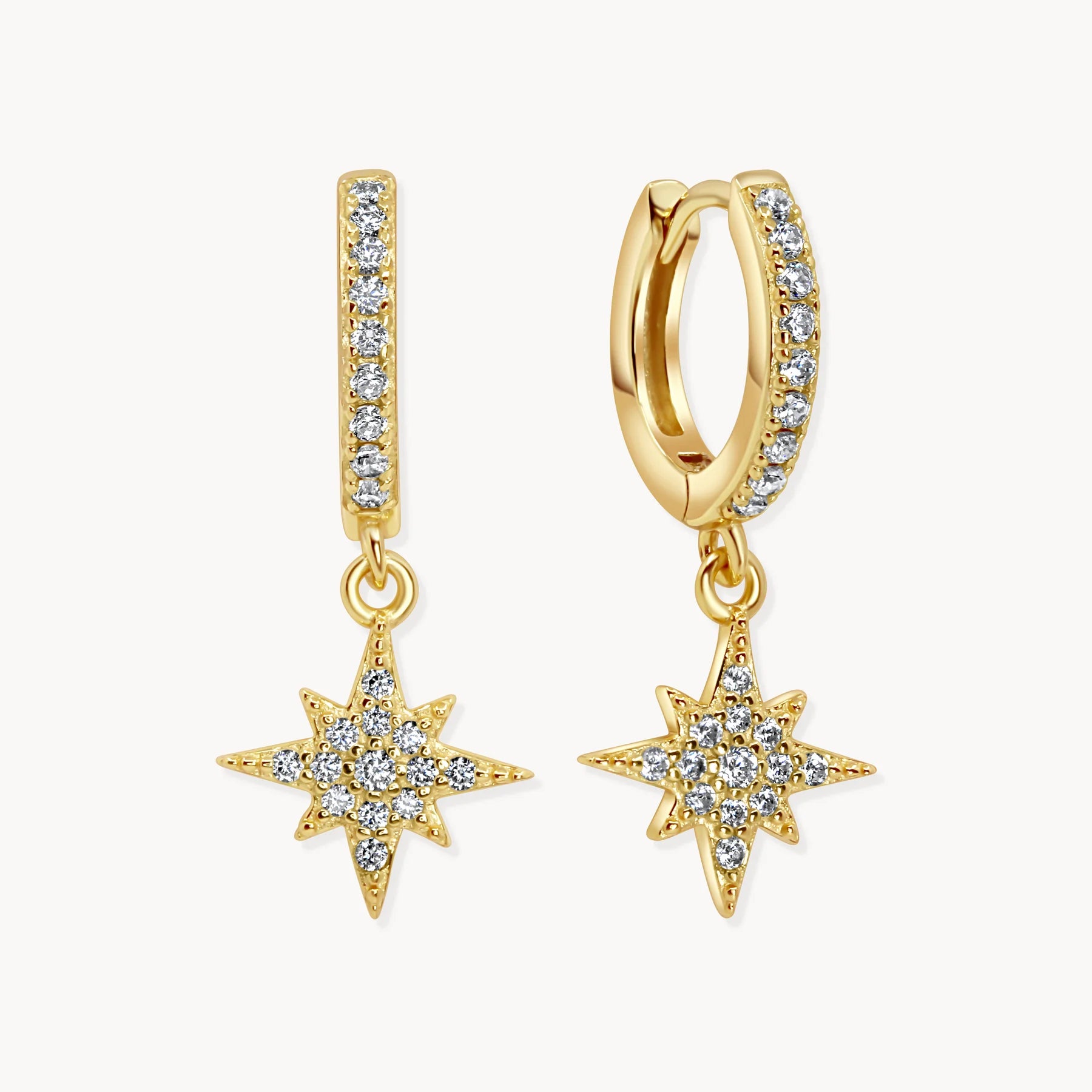 Lucky Eleven Lucky Star Huggie Hoops In Gold