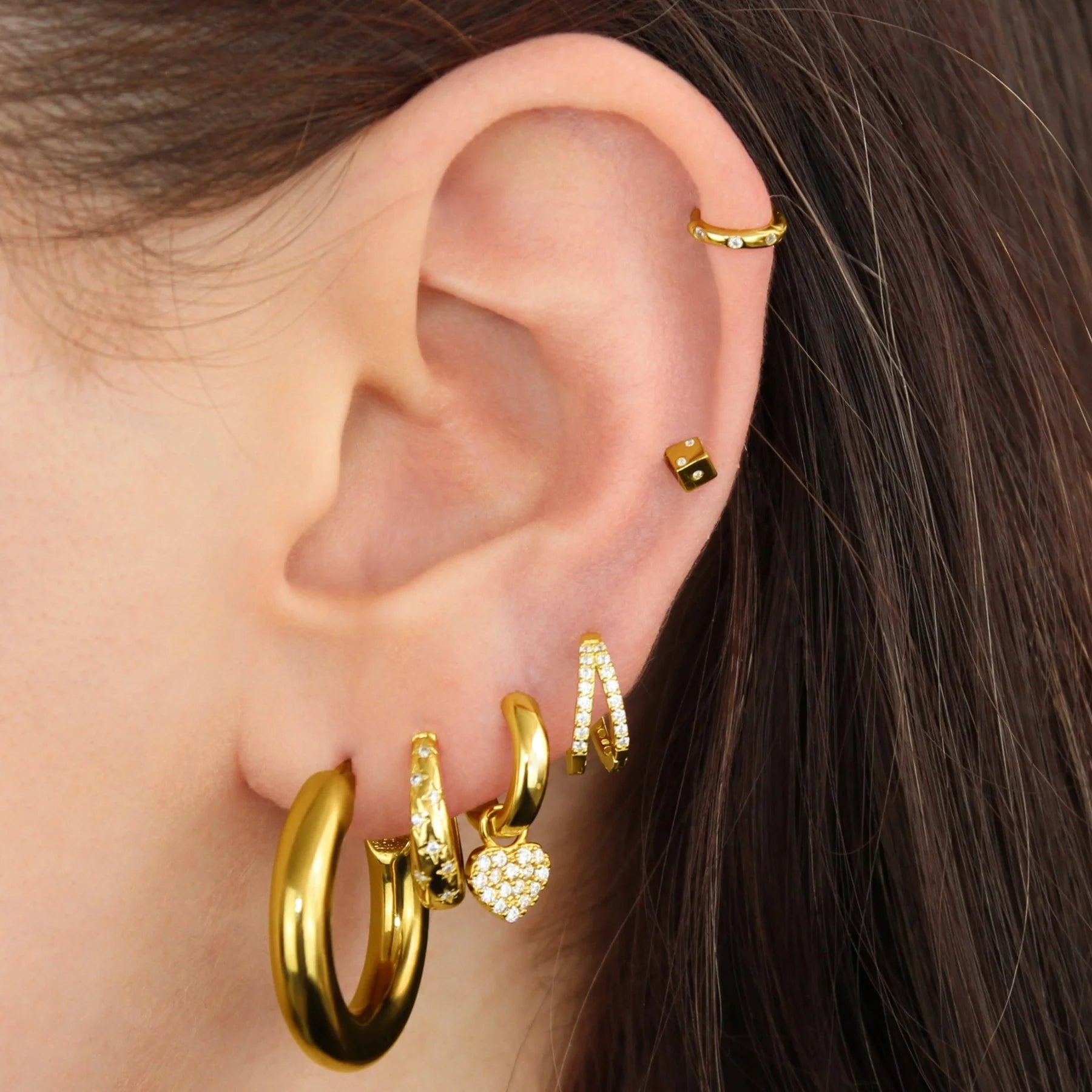 Lucky Eleven Kaia Pave Double Hoops In Gold