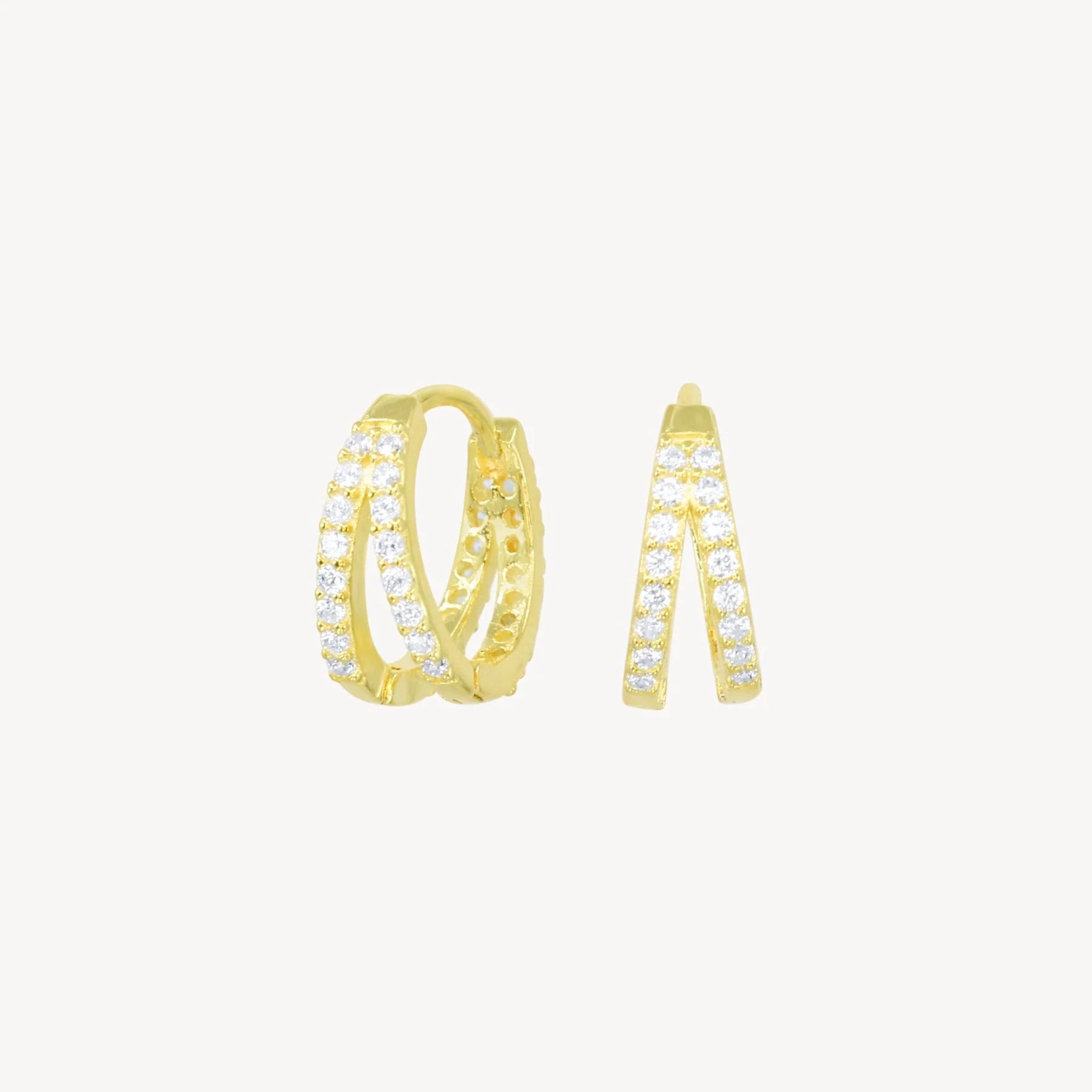 Lucky Eleven Kaia Pave Double Hoops In Gold